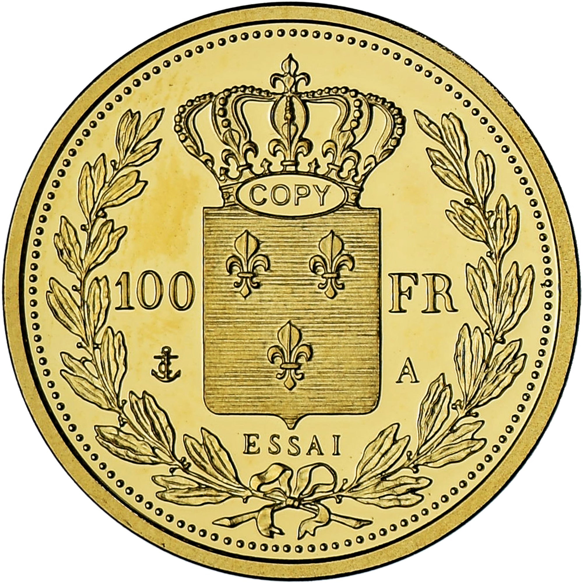 Francia, medaglia, Charles X, Reproduction 100 Francs 1824, BE, FDC, Oro