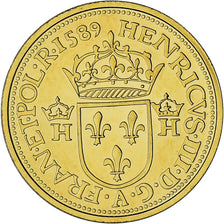 France, Médaille, Henri III, Reproduction écu d'or 1589, BE, FDC, Or