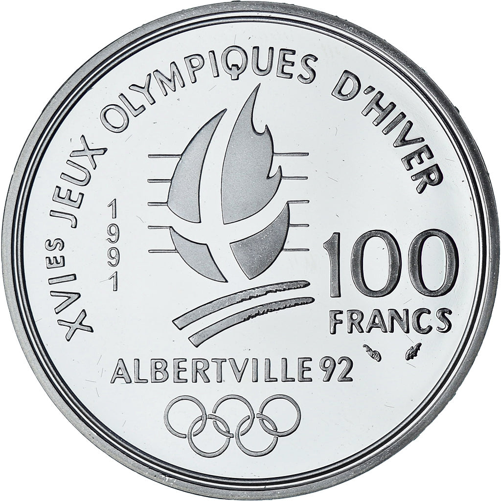 Frankrijk, Albertville - Hockey sur glace, 100 Francs, 1991, Monnaie de Paris