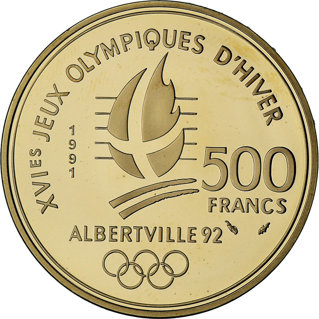 France, Pierre de Coubertin, 500 Francs, 1991, Monnaie de Paris, BE, MS(65-70)