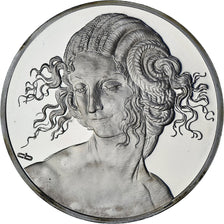 Francia, medaglia, Léonard de Vinci, tête de Léda, Proof, SPL+, Argento