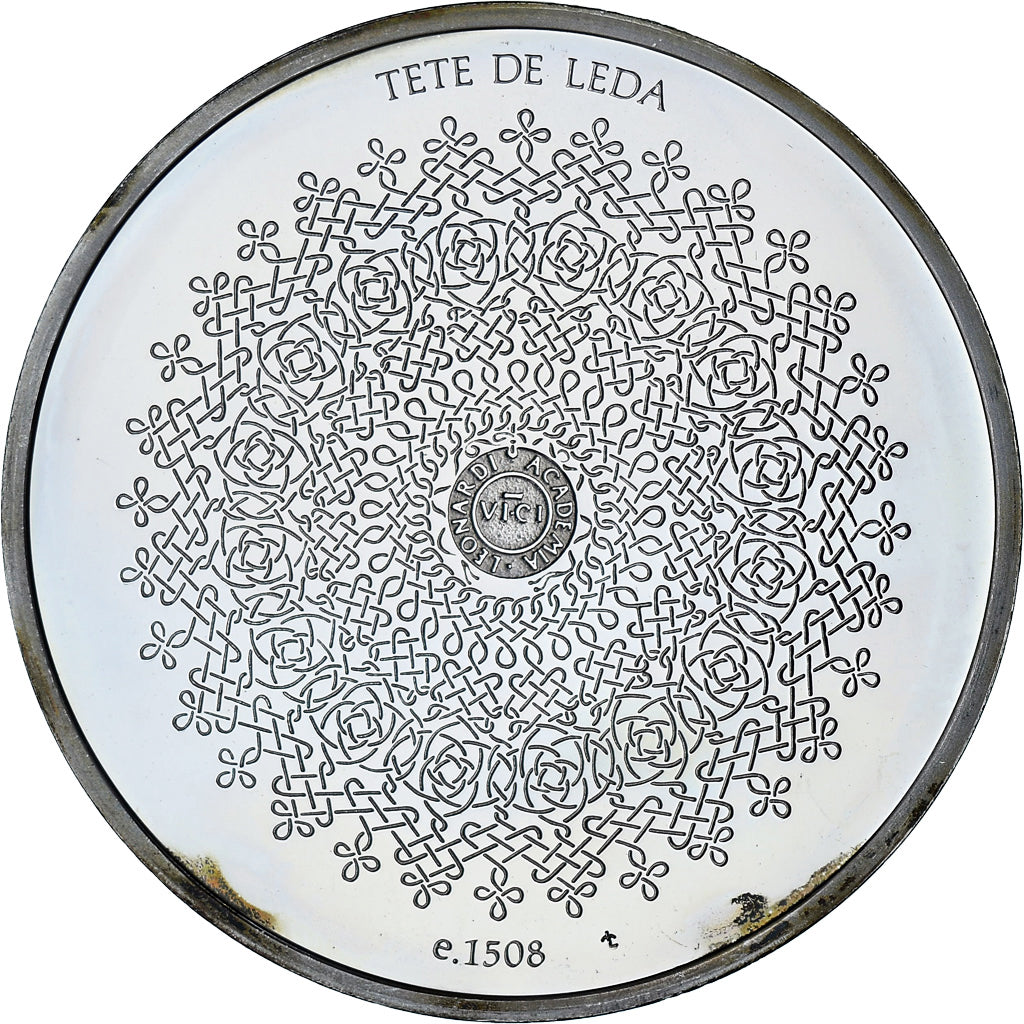 Francia, medaglia, Léonard de Vinci, tête de Léda, Proof, SPL+, Argento