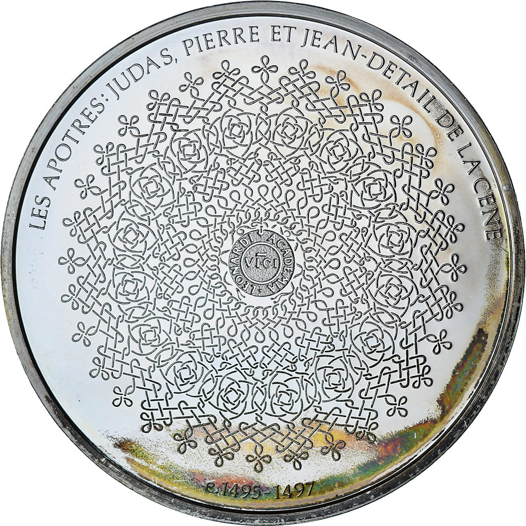 France, Médaille, Léonard de Vinci, détail de la Cène, Proof, SUP+, Argent