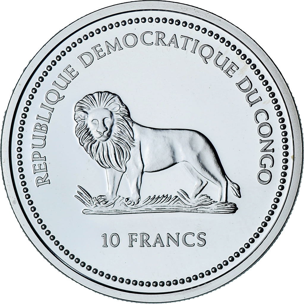 Congo Democratic Republic, Caméléon commun, 10 Francs, 2003, BE, colourized