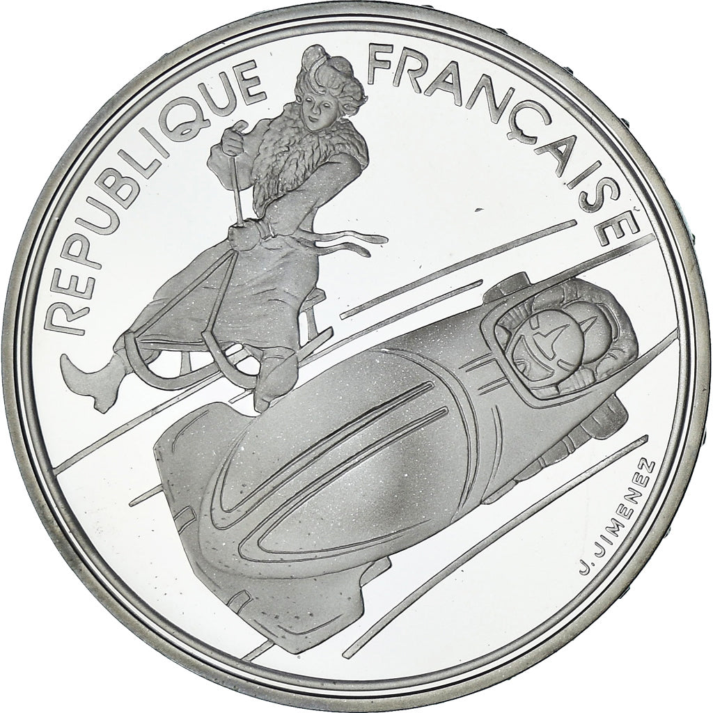 France, Albertville - Bobsledding, 100 Francs, 1990, Monnaie de Paris, BE