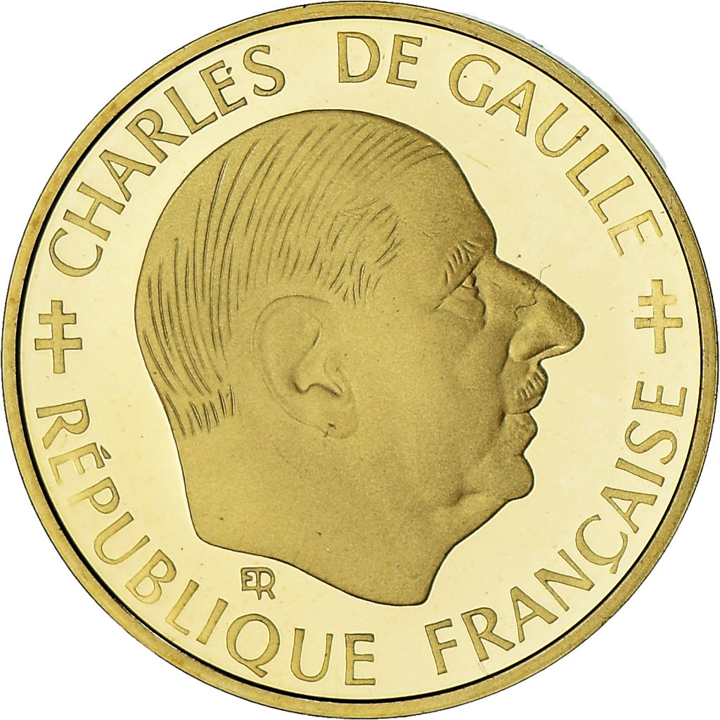 France, Charles de Gaulle, Franc, 1988, Paris, BE, FDC, Or, Gadoury:475, KM:979