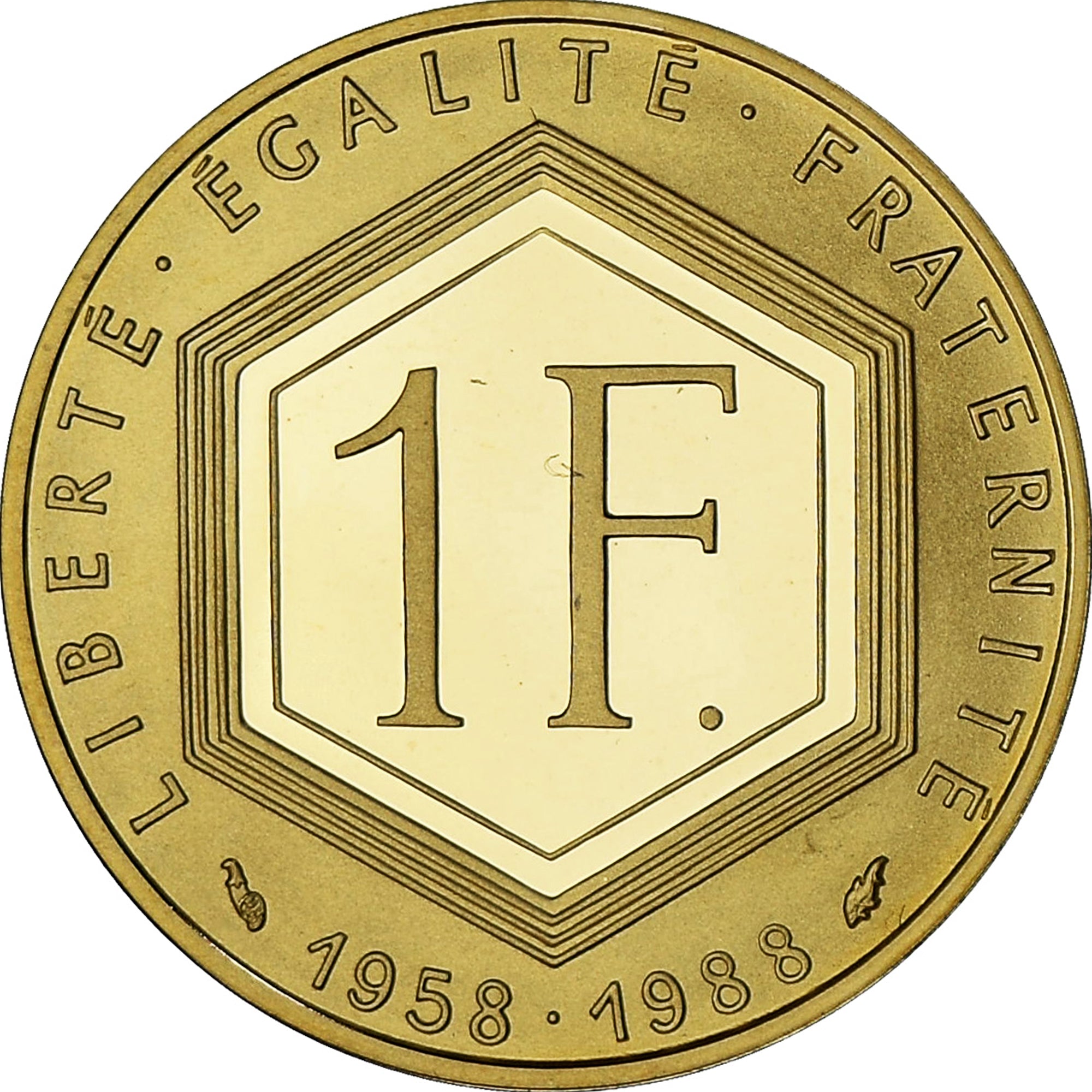France, Charles de Gaulle, Franc, 1988, Paris, BE, FDC, Or, Gadoury:475, KM:979