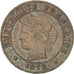 FRANCE, Cérès, Centime, 1872, Paris, KM #826.1, VF(30-35), Bronze, Gadoury #88,