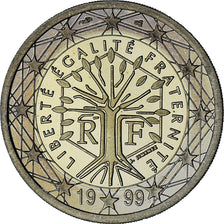 Francja, 2 Euro, 1999, Paris, BE, MS(65-70), Bimetaliczny, Gadoury:8, KM:1289