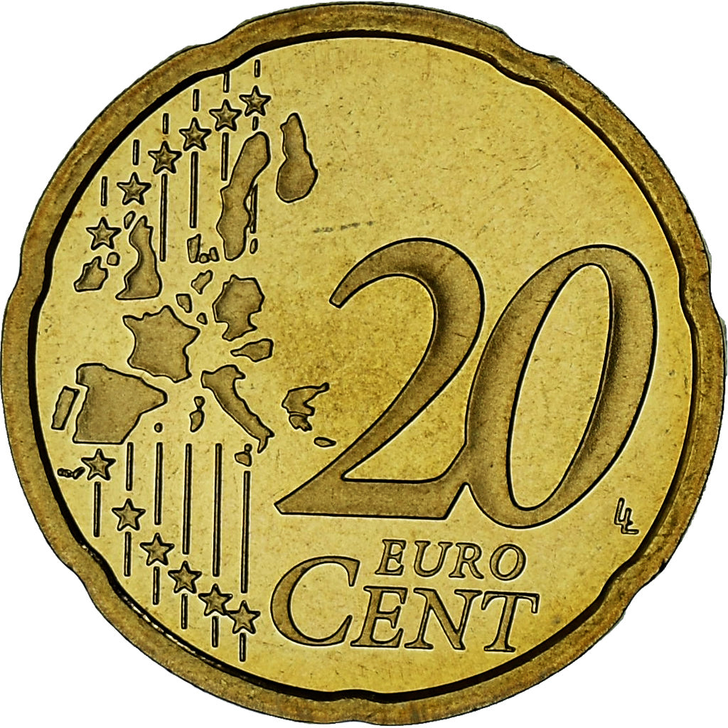 France, 20 Euro Cent, 1999, Paris, BE, MS(65-70), Brass, KM:1286