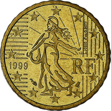 France, 10 Euro Cent, 1999, Paris, BE, MS(65-70), Brass, KM:1285