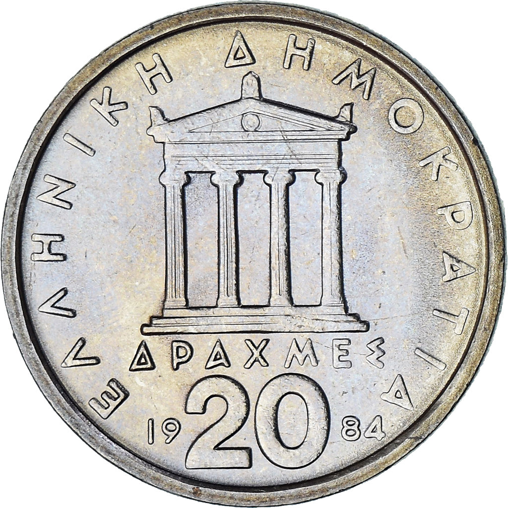 Greece, 20 Drachmes, 1984, Athens, Proof, MS(63), Copper-nickel, KM:133