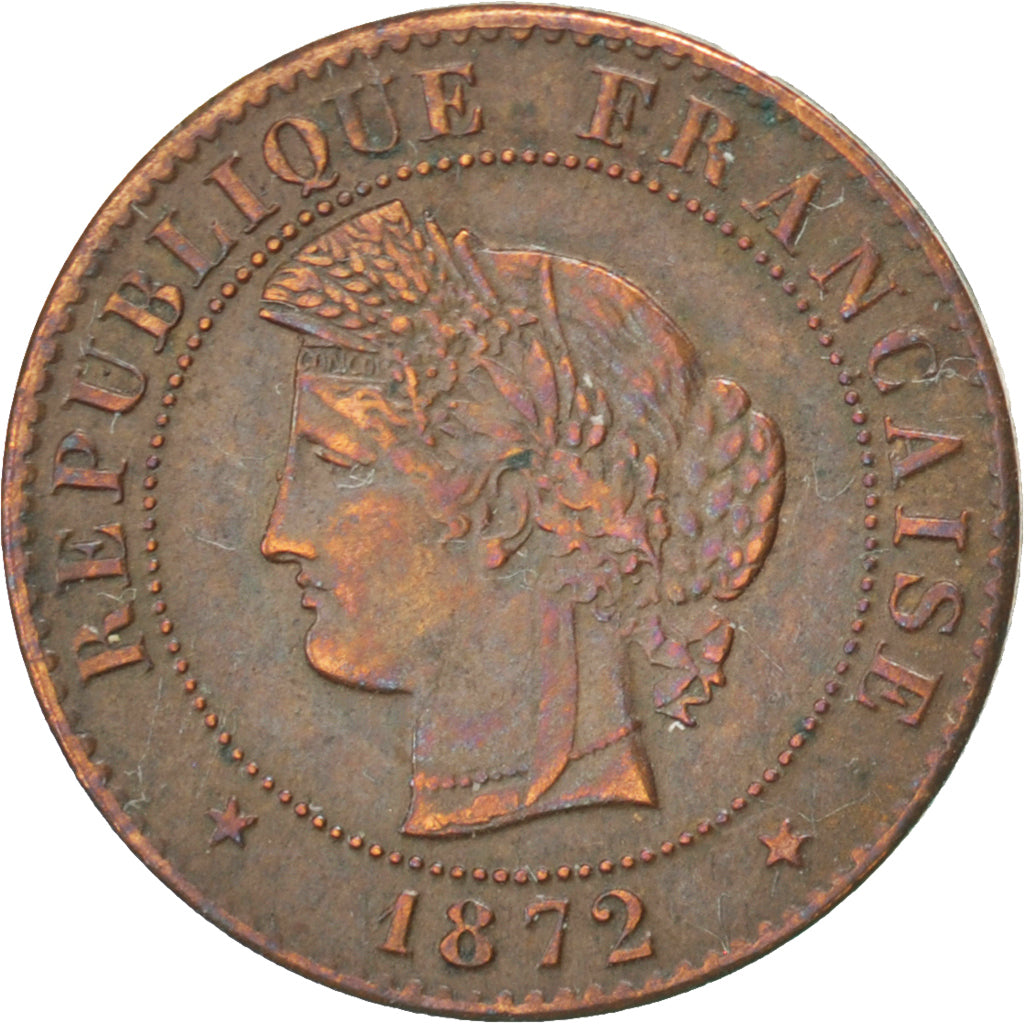 FRANCE, Cérès, Centime, 1872, Bordeaux, KM #826.2, EF(40-45), Bronze, Gadoury #.