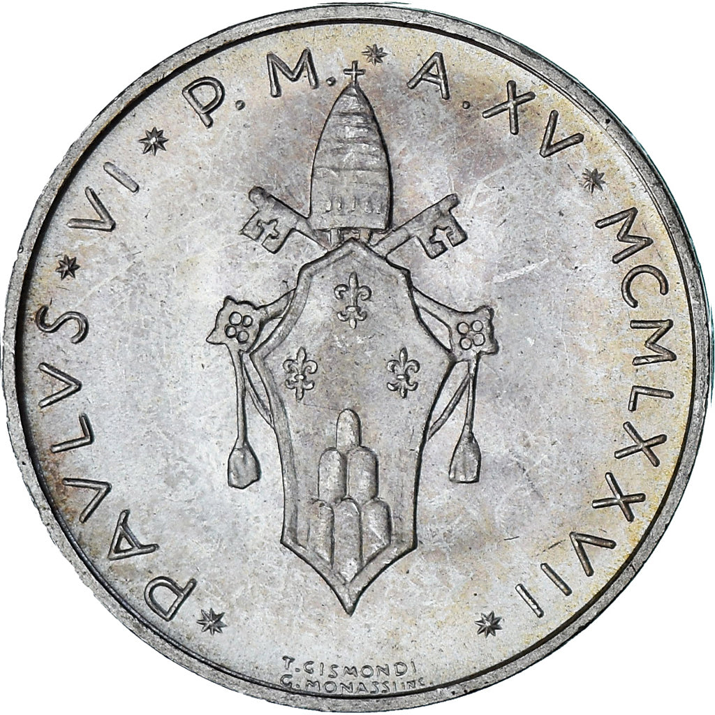 Vatikan, Paul VI, 500 Lire, 1977 - Anno XV, Roma, BU, UNZ+, Silber, KM:132