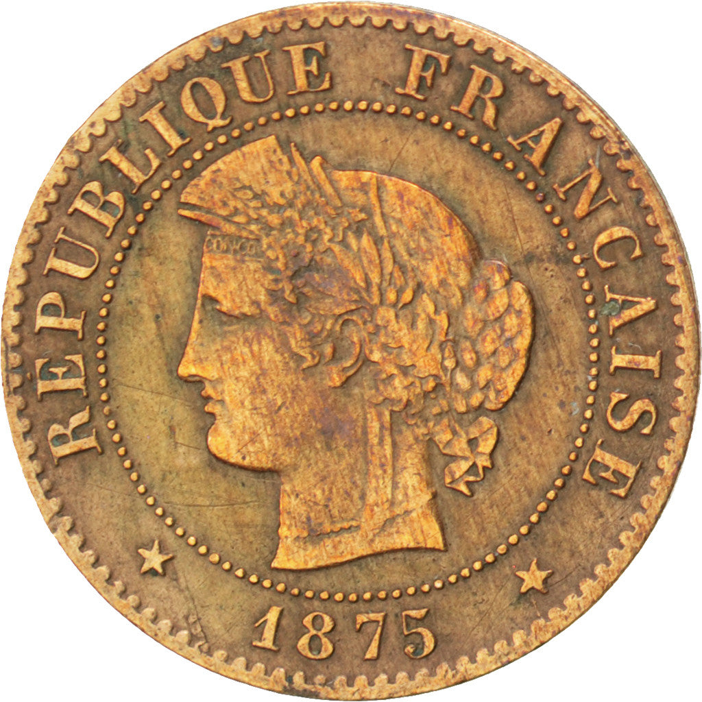 FRANCE, Cérès, Centime, 1875, Paris, KM #826.1, EF(40-45), Bronze, Gadoury #88,