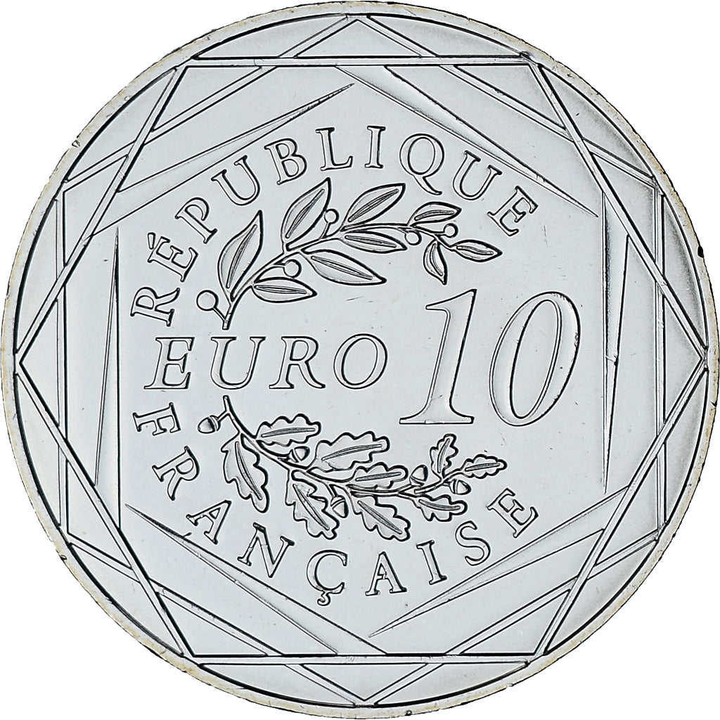 France, 10 Euro, UEFA Euro 2016, 2016, Monnaie de Paris, FDC, Argent