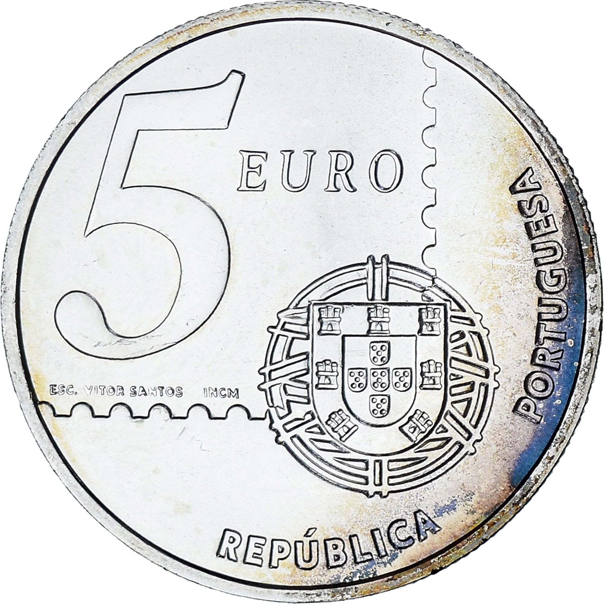 Portugal, 5 Euro, Premier timbre portugais, 2003, Lisbonne, SUP, Argent, KM:749