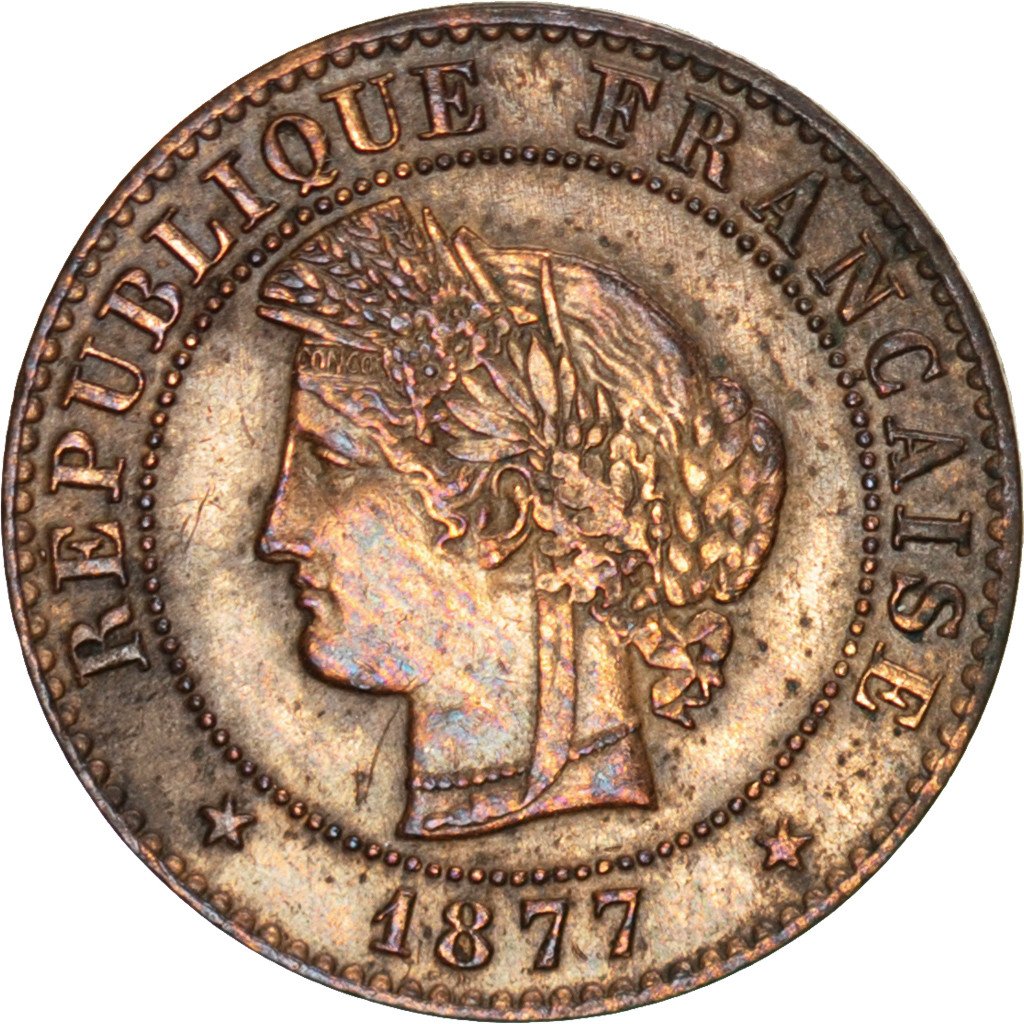 Francia, Cérès, Centime, 1877, Paris, BB, Bronzo, KM:826.1, Gadoury:88