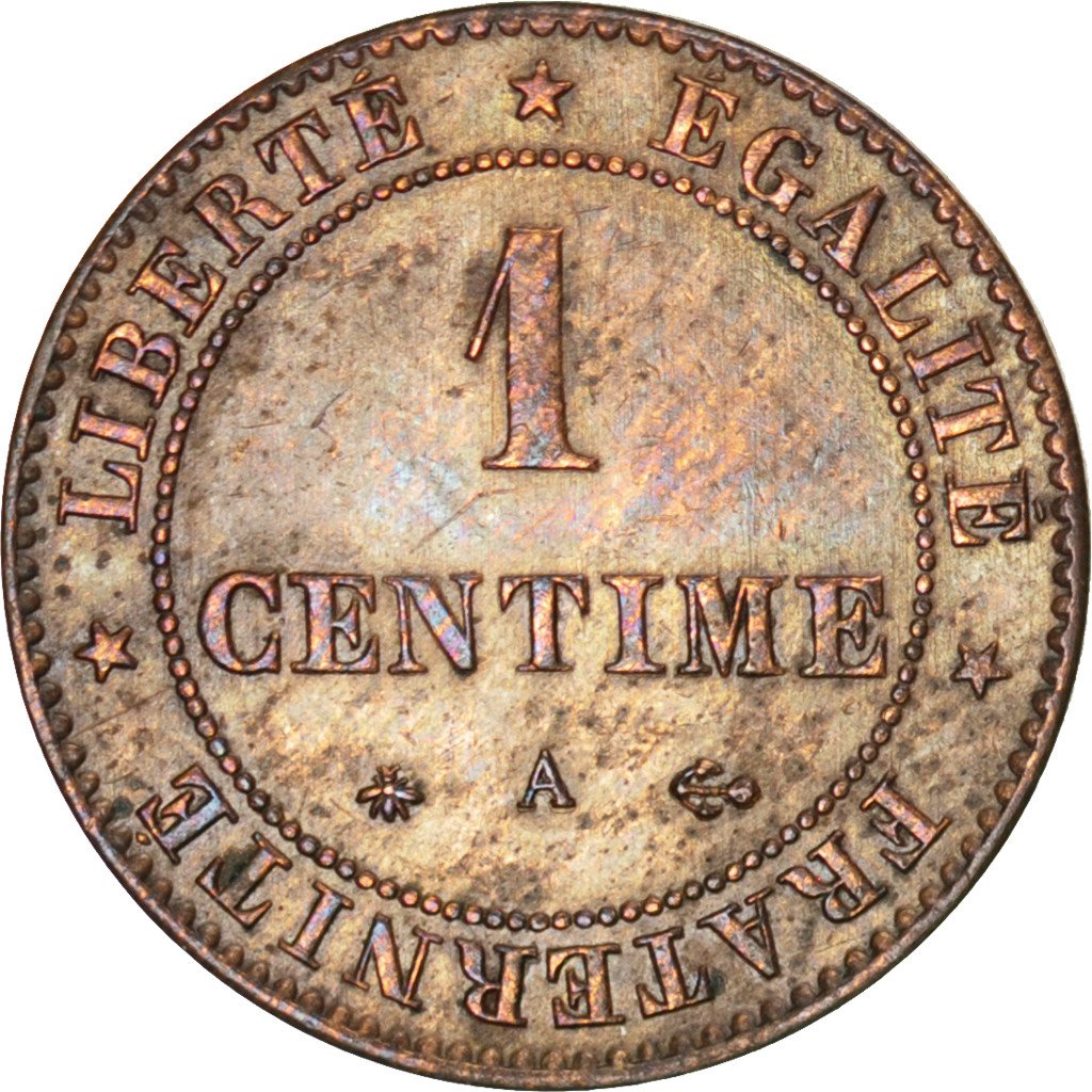 Francia, Cérès, Centime, 1877, Paris, BB, Bronzo, KM:826.1, Gadoury:88
