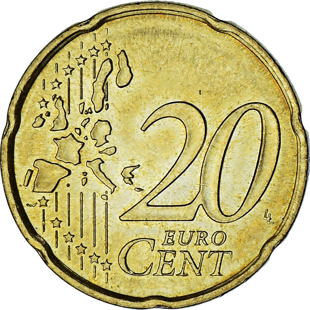 Monaco, 20 Euro Cent, 2002, Monnaie de Paris, MS(60-62), Nordic gold, KM:171