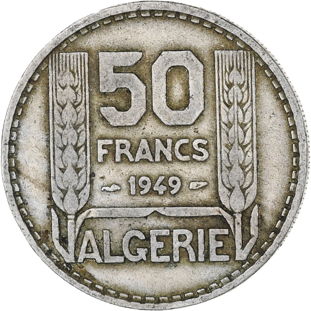 Algeria, Turin, 50 Francs, 1949, Paris, VF(30-35), Copper-nickel, KM:92