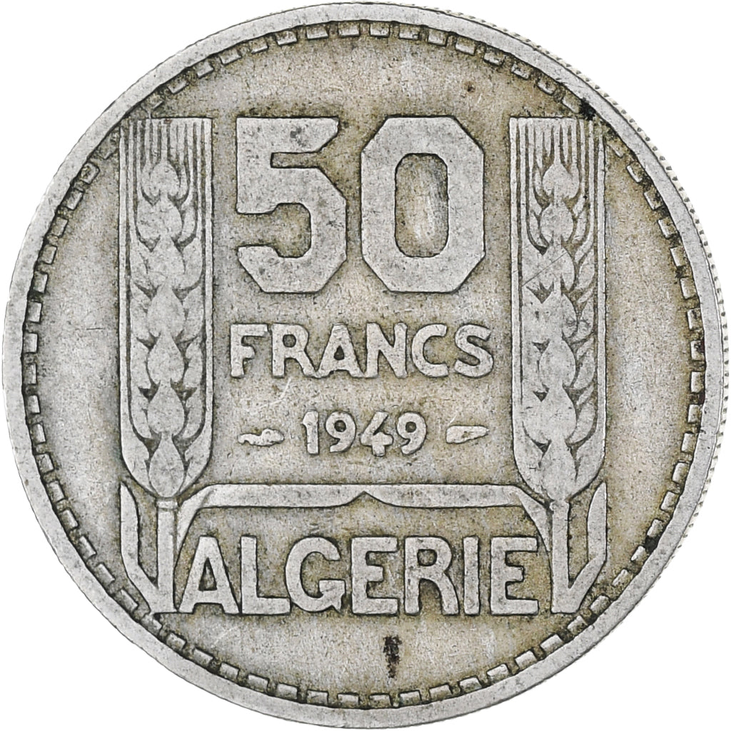 Algeria, Turin, 50 Francs, 1949, Paris, VF(20-25), Copper-nickel, KM:92