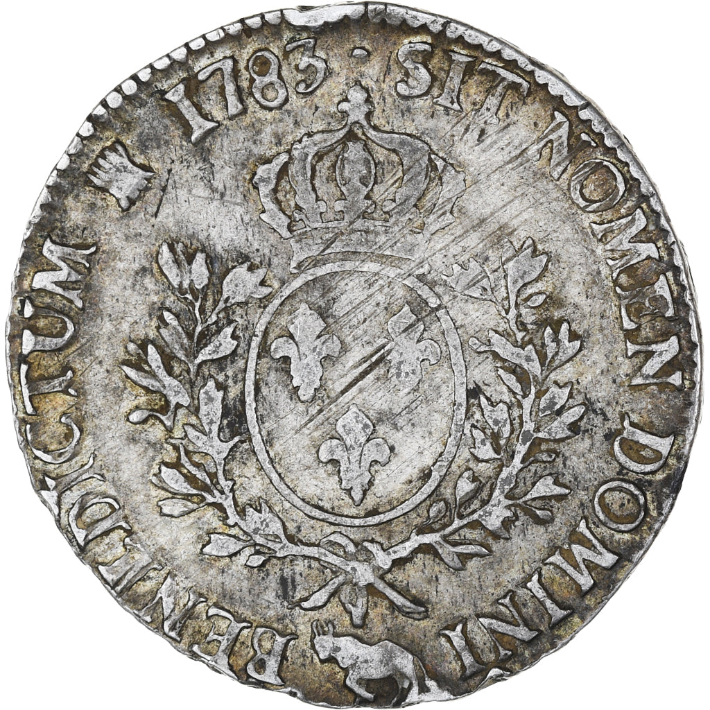 France, Louis XVI, Écu de Béarn aux branches d'olivier, 1783, Pau, TB+