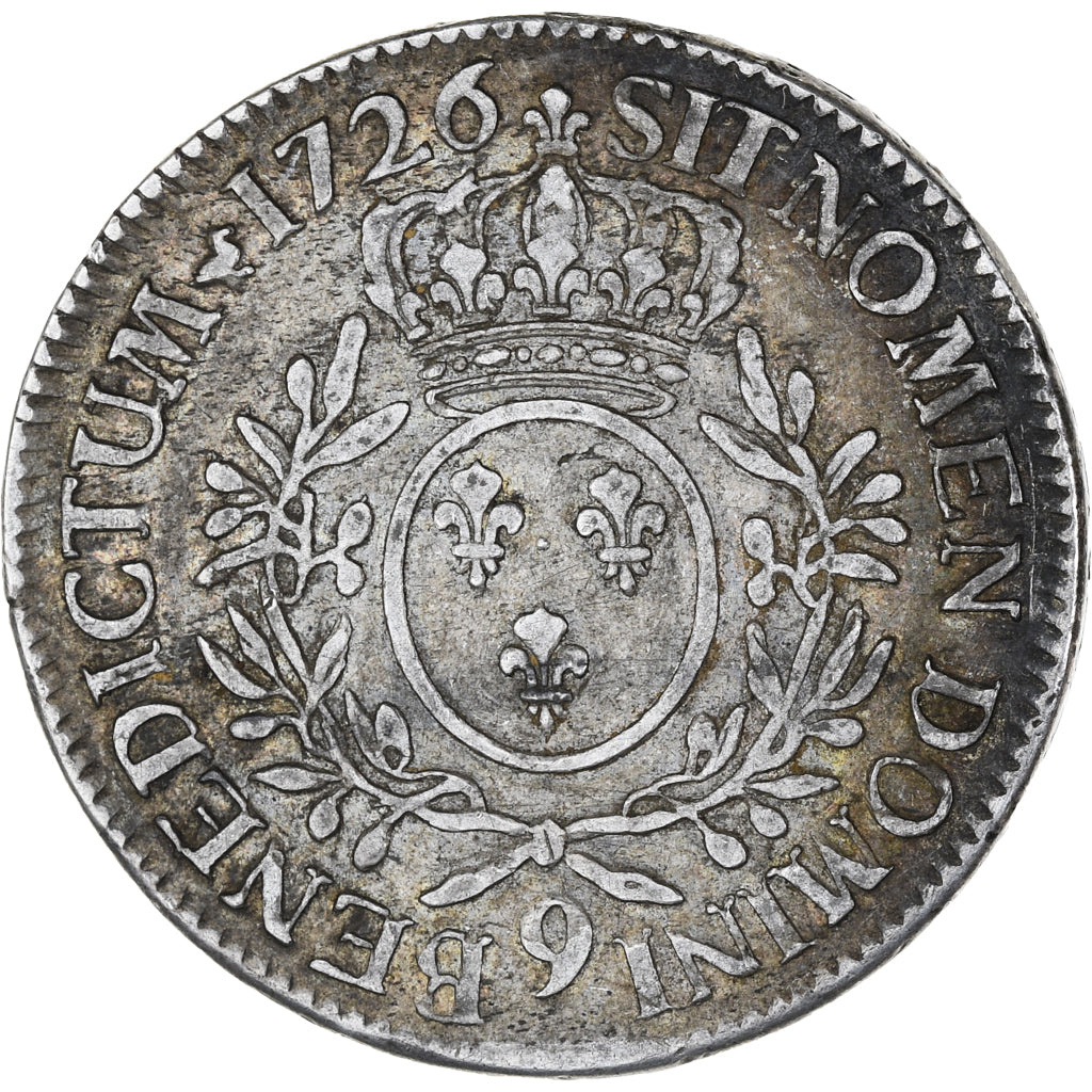 France, Louis XV, Ecu aux branches d'olivier, 1726, Rennes, TB+, Argent