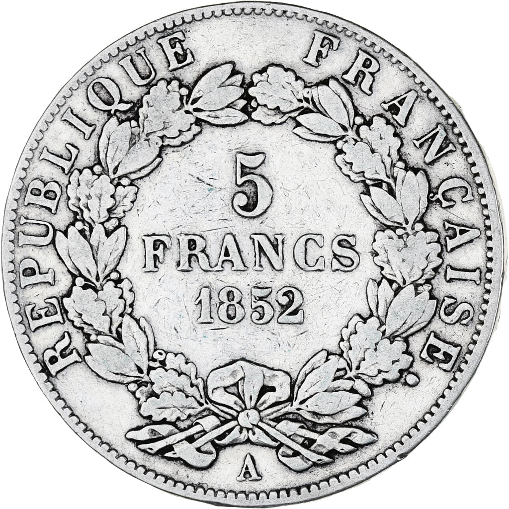 Frankrijk, Louis-Napoléon Bonaparte, 5 Francs, 1852, Paris, FR, Zilver