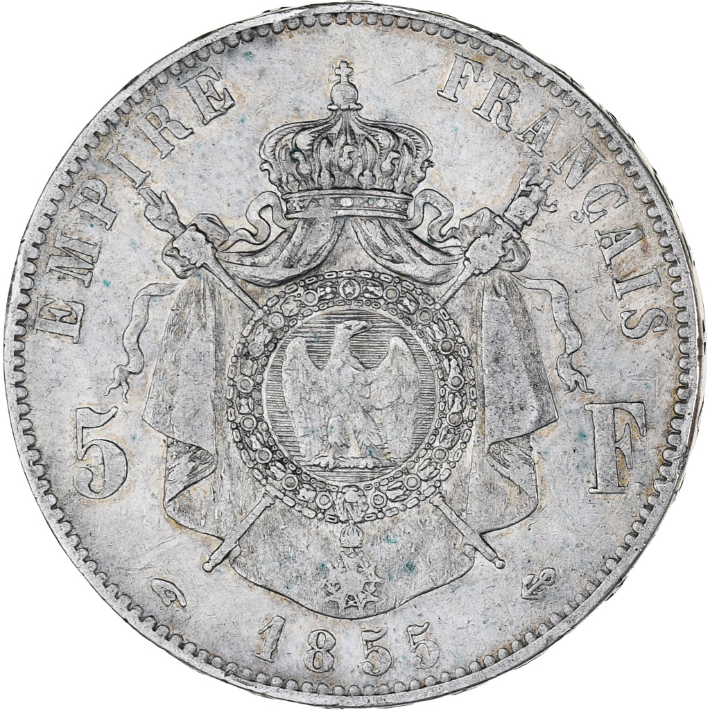 France, Napoleon III, 5 Francs, 1855, Paris, VF(30-35), Silver, KM:782.1