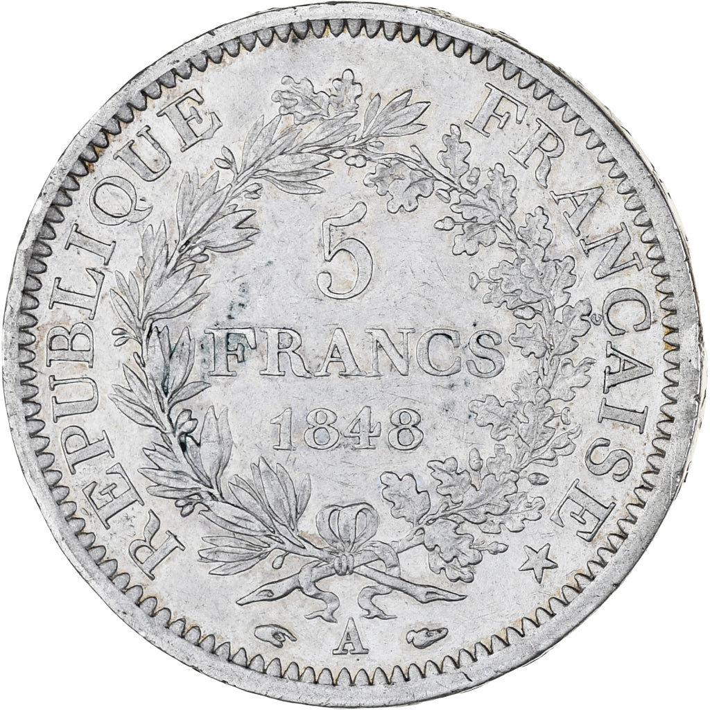 France, Hercule, 5 Francs, 1848, Paris, VF(30-35), Silver, KM:756.1, Gadoury:683