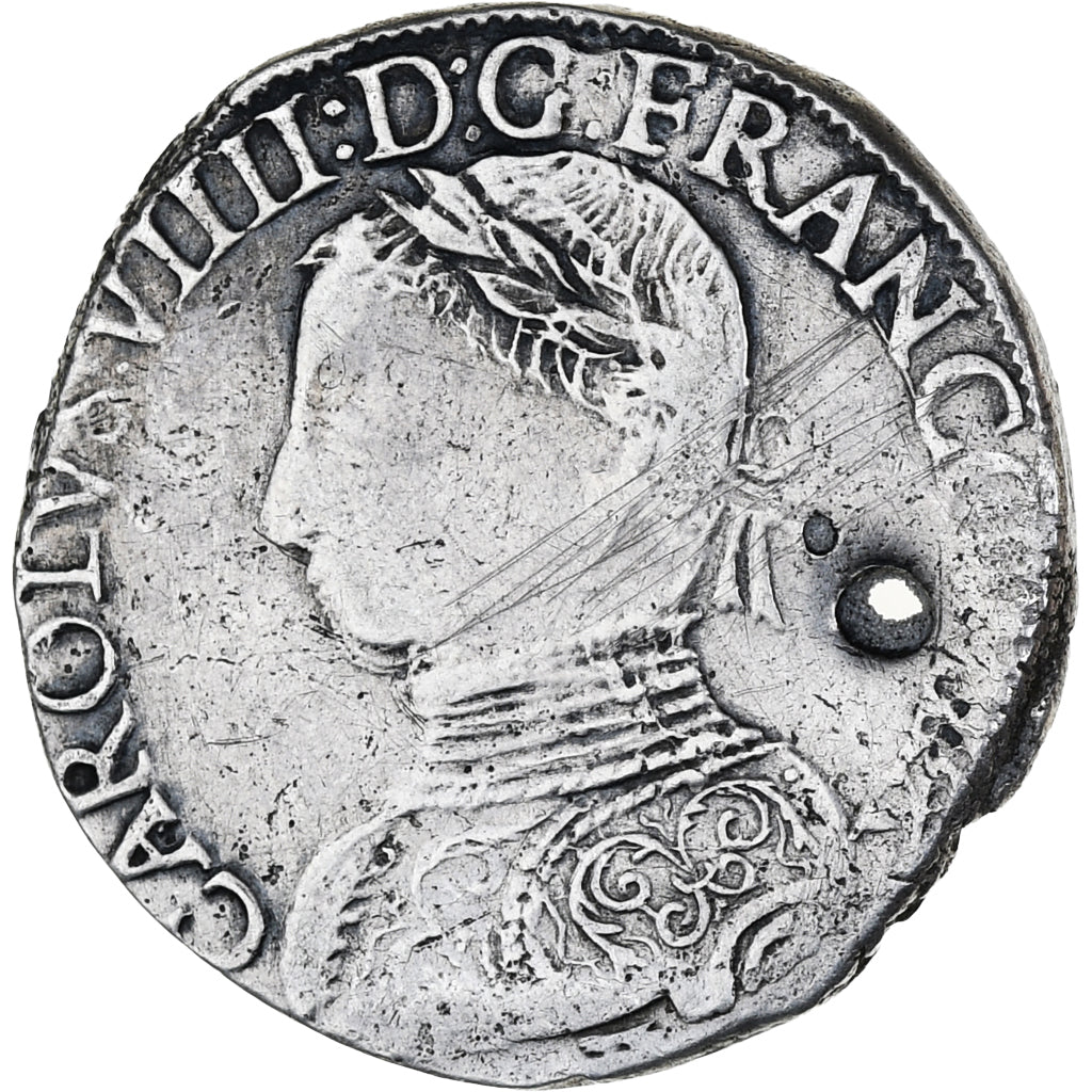 France, Charles IX, Teston, 1565, La Rochelle, VF(30-35), Silver, Gadoury:429