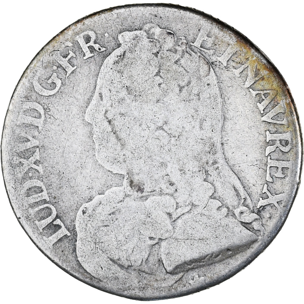 France, Louis XV, 1/5 Écu aux branches d'olivier, 1726, Lyon, VF(20-25)