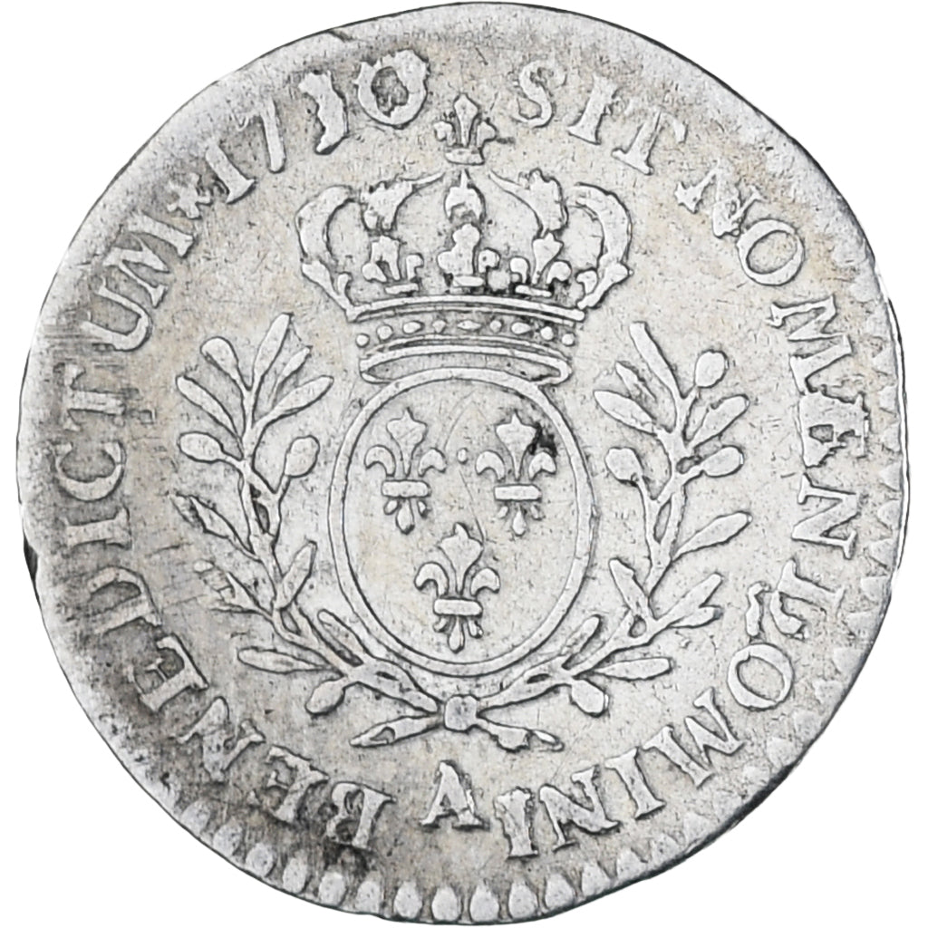 Francia, Louis XV, 1/20 Ecu aux branches d'olivier, 1730, Paris, MB+, Argento