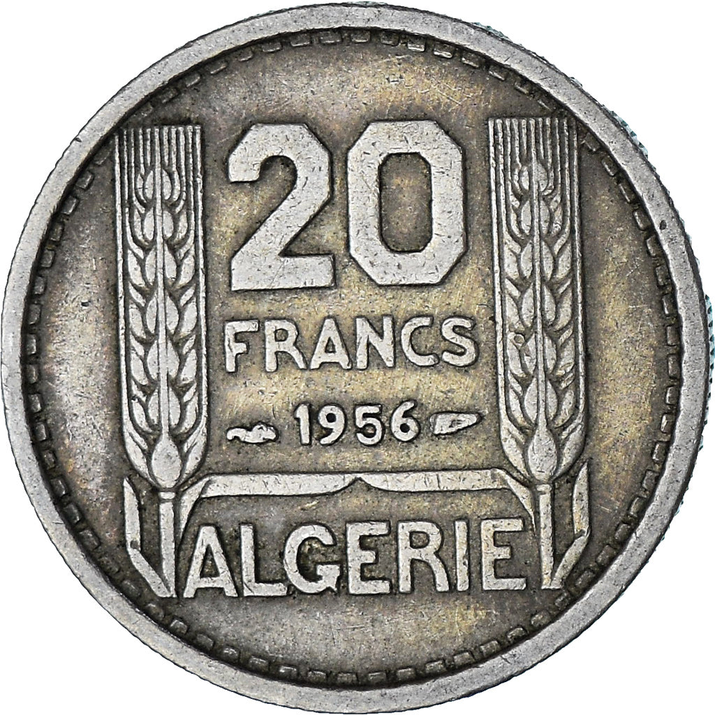Algeria, Turin, 20 Francs, 1956, Paris, EF(40-45), Copper-nickel, KM:91