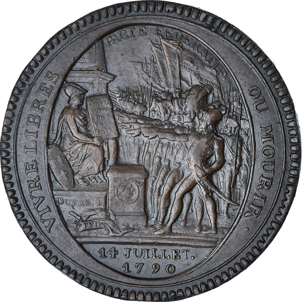 France, Monneron de 5 Sols, 1792, EF(40-45), Bronze