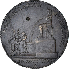 France, Régénération, 5 Décimes, An 2, Paris, EF(40-45), Copper, Mazard:261
