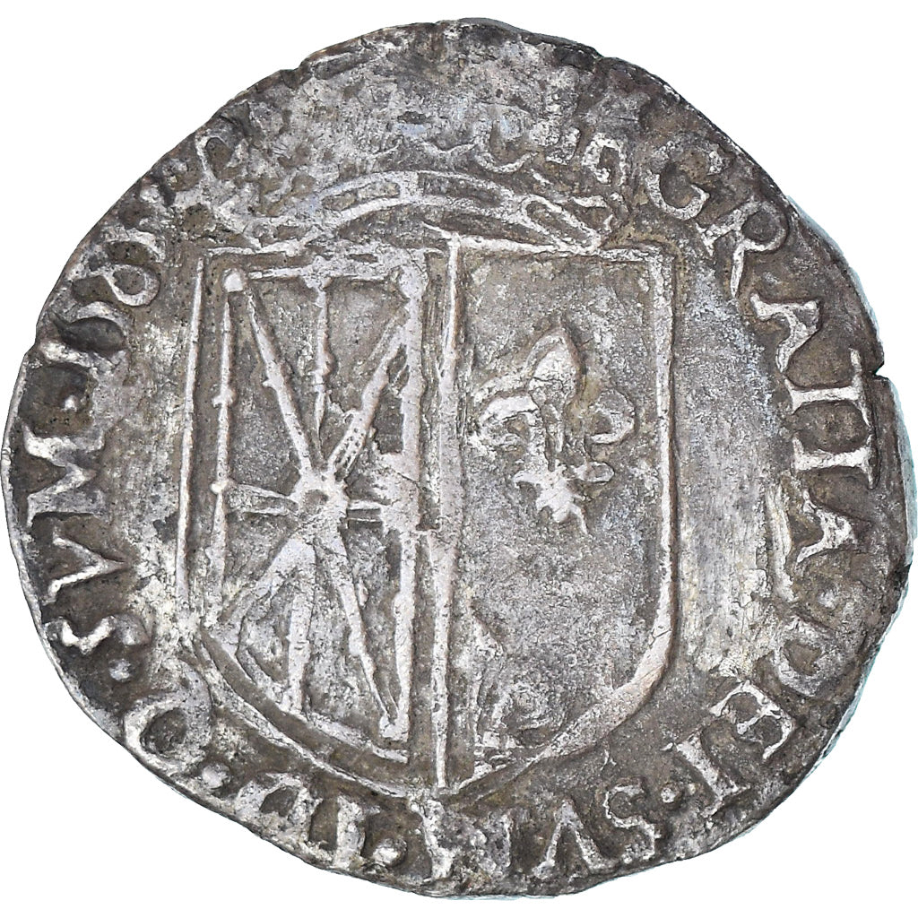 France, Henri II, 1/4 d'écu de Navarre, 1585, Saint-Palais, VF(30-35), Silver