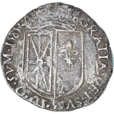 France, Henri II, 1/4 d'écu de Navarre, 1585, Saint-Palais, VF(30-35), Silver