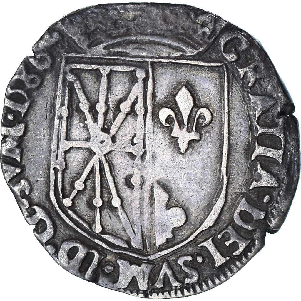 France, Henri II, 1/4 d'écu de Navarre, 1586, Saint-Palais, EF(40-45), Silver