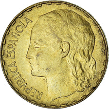 Spain, Rubia, Peseta, 1937, AU(55-58), Bronze-Aluminium, KM:755