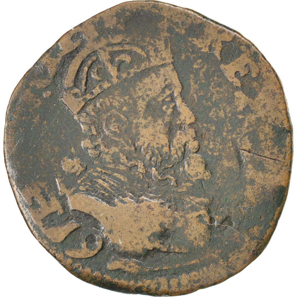 FRANCE, Liard, 1597, Arras, F(12-15), Copper, Boudeau #1984, 4.92
