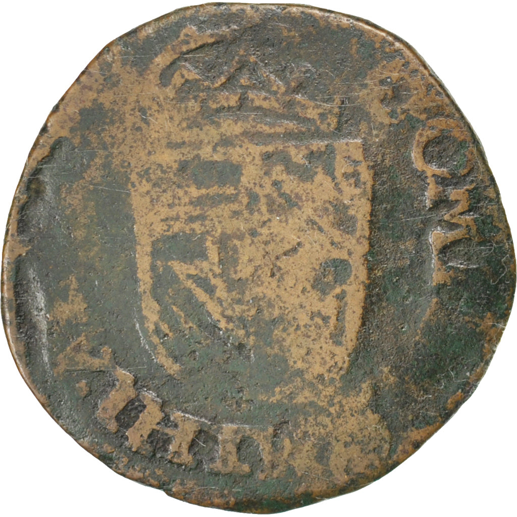 FRANCE, Liard, 1597, Arras, F(12-15), Copper, Boudeau #1984, 4.92