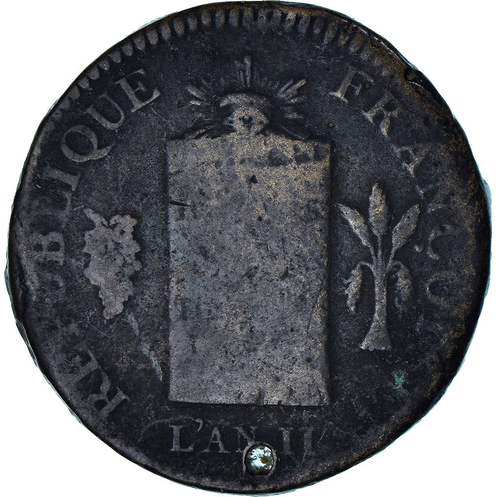 France, 2 sols aux balances daté, 1793 / AN II, Limoges, B+, Cuivre