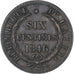 Haiti, faisceaux, 6 Centimes, 1846/AN 43, BB, Rame, KM:28