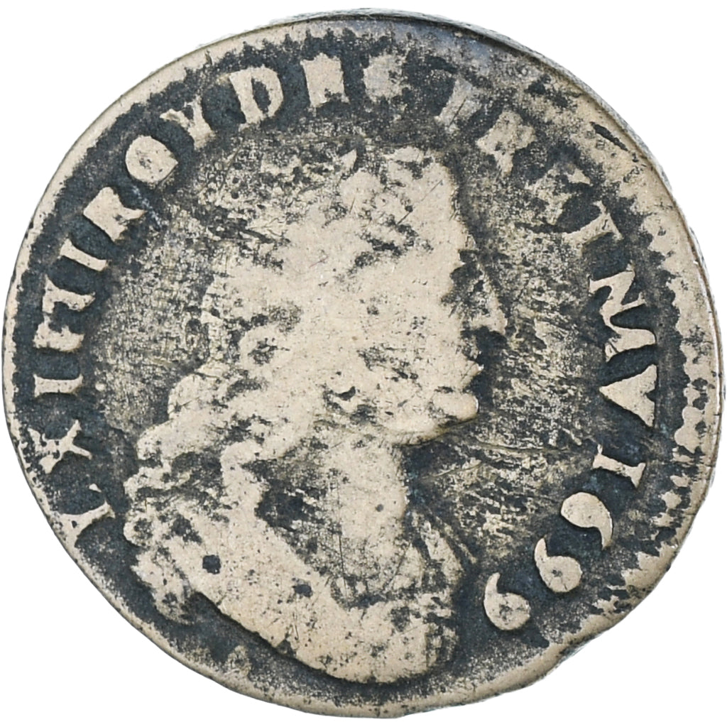 France, Louis XIV, Liard, 1699, Aix-en-Provence, VF(20-25), Copper, Gadoury:81