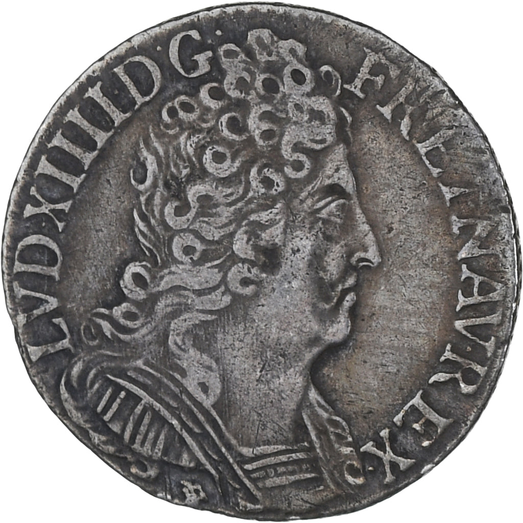 France, Louis XIV, 1/10 Écu aux 3 couronnes, 1710, Lyon, EF(40-45), Silver