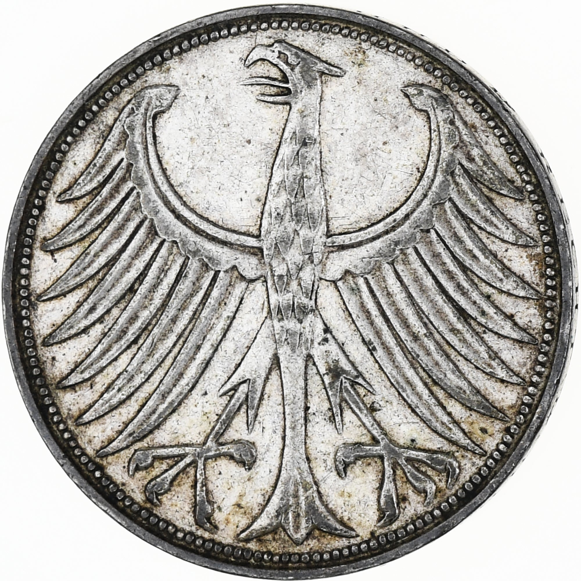 GERMANY - FEDERAL REPUBLIC, 5 Mark, 1958, Karlsruhe, EF(40-45), Silver