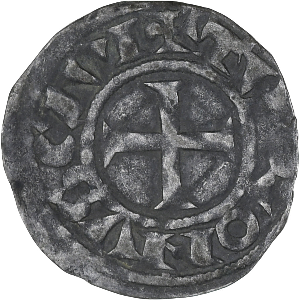 Francia, Touraine, Denier, ca. 1150-1200, Saint-Martin de Tours, MBC+, Plata