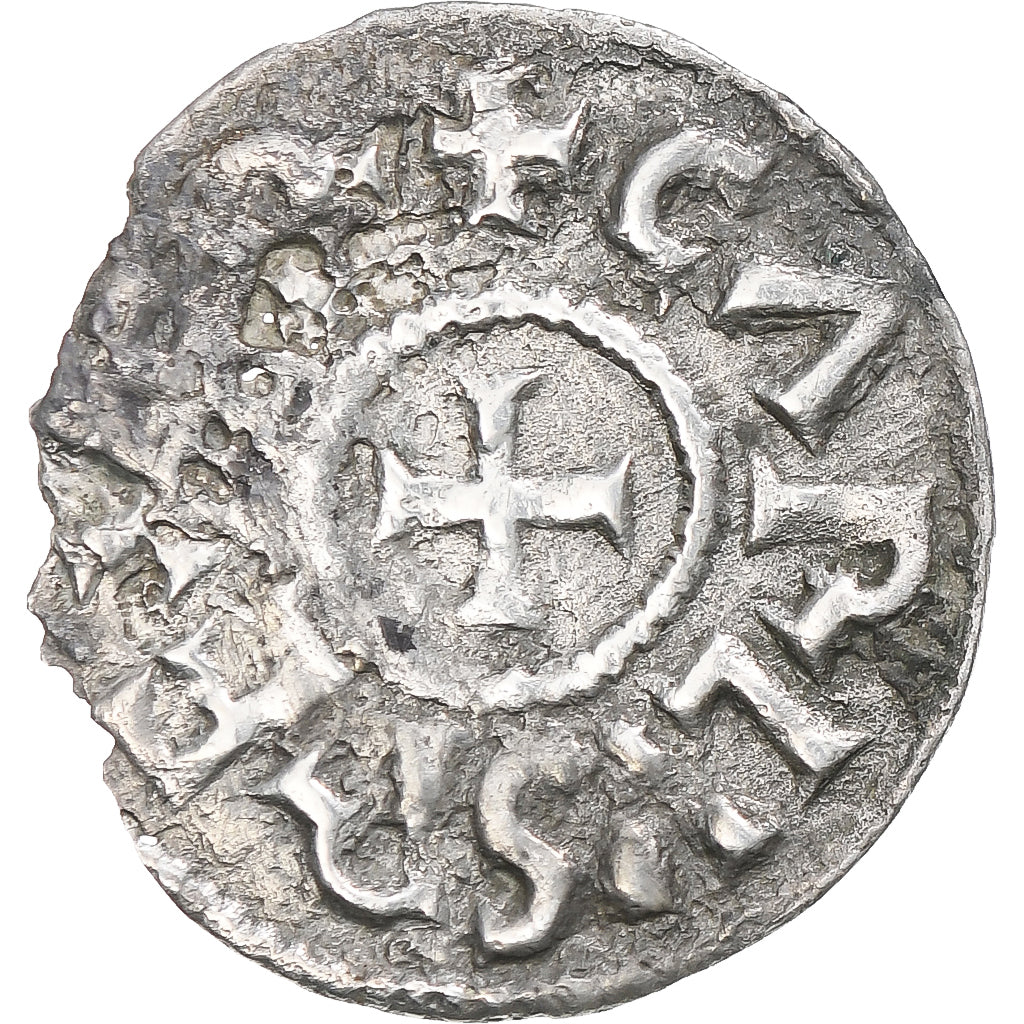 France, Charles II le Chauve, Denier, 843-877, Melle, VF(30-35), Silver